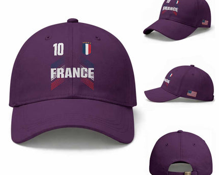 France Soccer Sports Graphic Number 10 Jersey Style Baseball Cap