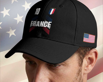 France Soccer Sports Graphic Number 10 Jersey Style Baseball Cap