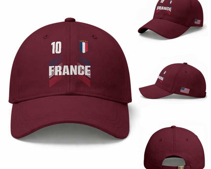 France Soccer Sports Graphic Number 10 Jersey Style Baseball Cap