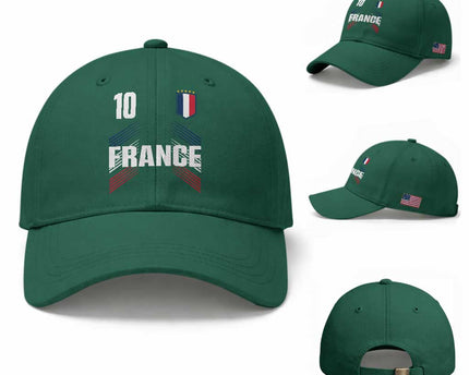 France Soccer Sports Graphic Number 10 Jersey Style Baseball Cap