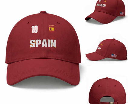 Spain Soccer Sports Graphic Number 10 Jersey Style Baseball Cap