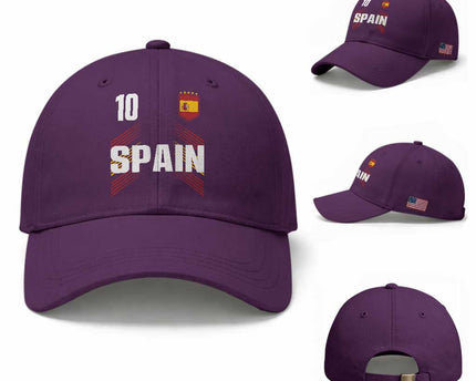 Spain Soccer Sports Graphic Number 10 Jersey Style Baseball Cap