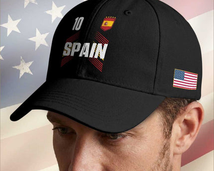 Spain Soccer Sports Graphic Number 10 Jersey Style Baseball Cap