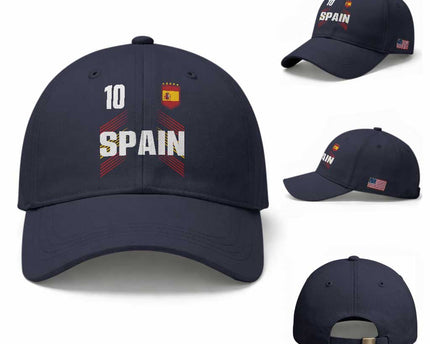 Spain Soccer Sports Graphic Number 10 Jersey Style Baseball Cap