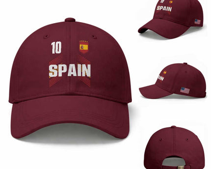 Spain Soccer Sports Graphic Number 10 Jersey Style Baseball Cap