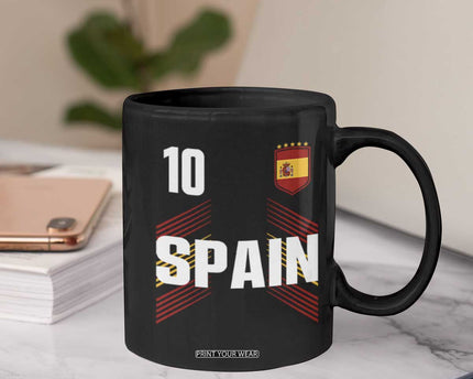 Spain Soccer Sports Graphic Number 10 Jersey Style Coffee Mug