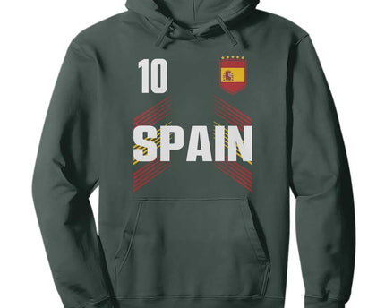 Spain Soccer Sports Graphic Number 10 Jersey Style Hoodie