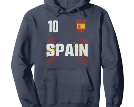 Spain Soccer Sports Graphic Number 10 Jersey Style Hoodie