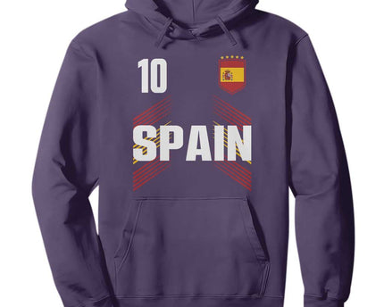 Spain Soccer Sports Graphic Number 10 Jersey Style Hoodie