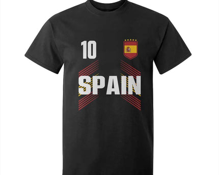 Spain Soccer Sports Graphic Number 10 Jersey Style T-Shirt