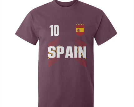 Spain Soccer Sports Graphic Number 10 Jersey Style T-Shirt
