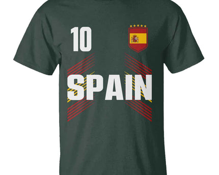 Spain Soccer Sports Graphic Number 10 Jersey Style T-Shirt