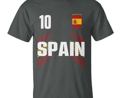 Spain Soccer Sports Graphic Number 10 Jersey Style T-Shirt
