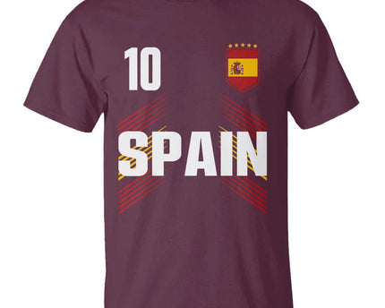 Spain Soccer Sports Graphic Number 10 Jersey Style T-Shirt