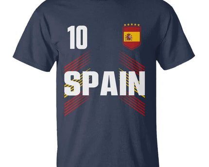 Spain Soccer Sports Graphic Number 10 Jersey Style T-Shirt