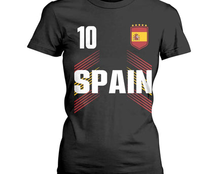 Spain Soccer Sports Graphic Number 10 Jersey Style T-Shirt