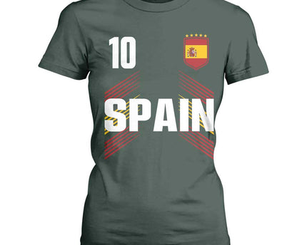 Spain Soccer Sports Graphic Number 10 Jersey Style T-Shirt