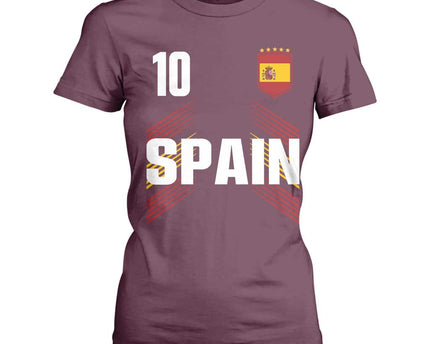 Spain Soccer Sports Graphic Number 10 Jersey Style T-Shirt