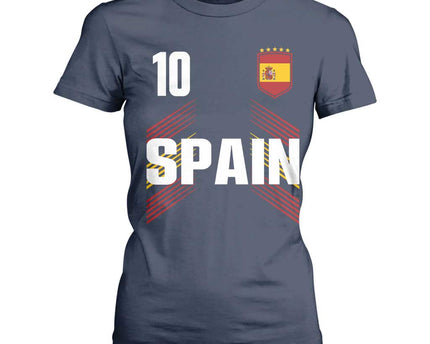 Spain Soccer Sports Graphic Number 10 Jersey Style T-Shirt