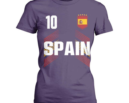 Spain Soccer Sports Graphic Number 10 Jersey Style T-Shirt