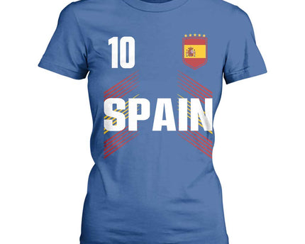 Spain Soccer Sports Graphic Number 10 Jersey Style T-Shirt