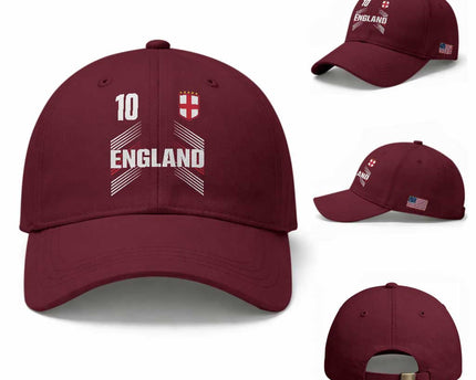England Soccer Sports Graphic Number 10 Jersey Style Baseball Cap