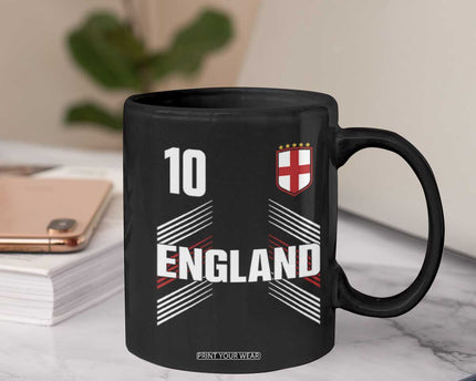 England Soccer Sports Graphic Number 10 Jersey Style Coffee Mug