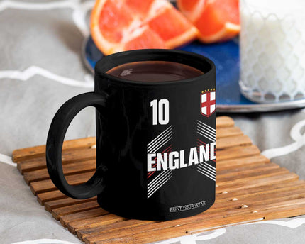 England Soccer Sports Graphic Number 10 Jersey Style Coffee Mug