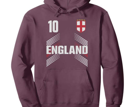England Soccer Sports Graphic Number 10 Jersey Style Hoodie