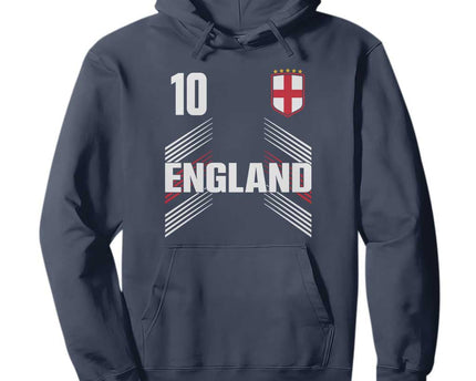 England Soccer Sports Graphic Number 10 Jersey Style Hoodie