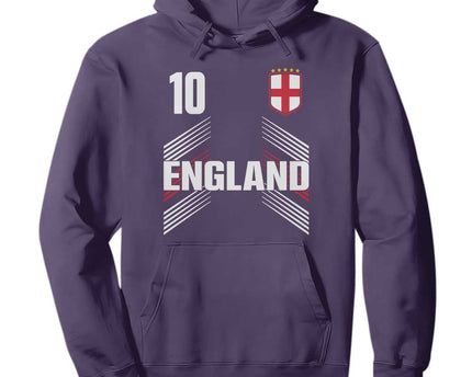 England Soccer Sports Graphic Number 10 Jersey Style Hoodie
