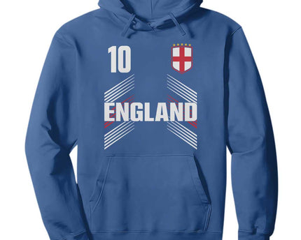England Soccer Sports Graphic Number 10 Jersey Style Hoodie