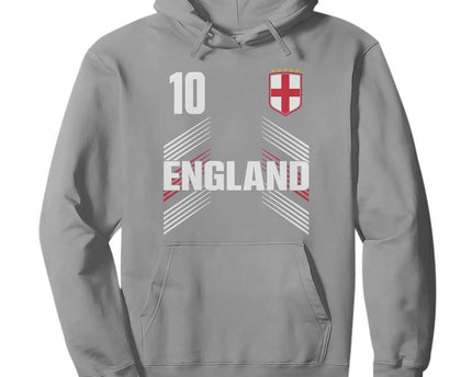 England Soccer Sports Graphic Number 10 Jersey Style Hoodie