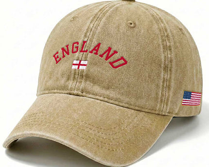 Vintage England Flag Pride Washed Cotton Baseball Cap