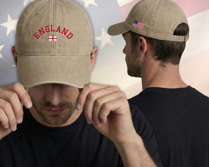 Vintage England Flag Pride Washed Cotton Baseball Cap