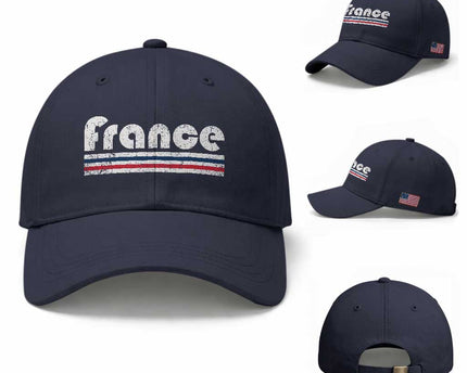 Vintage France Flag Distressed Retro Graphic Baseball Cap