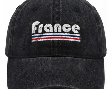 Vintage France Flag Distressed Retro Graphic Washed Cotton Baseball Cap