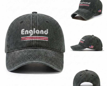 Vintage England Retro Distressed Graphic Washed Cotton Baseball Cap