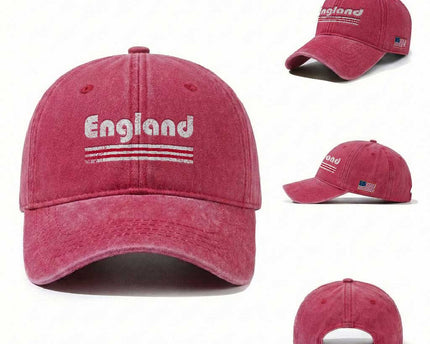 Vintage England Retro Distressed Graphic Washed Cotton Baseball Cap