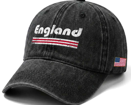 Vintage England Retro Distressed Graphic Washed Cotton Baseball Cap