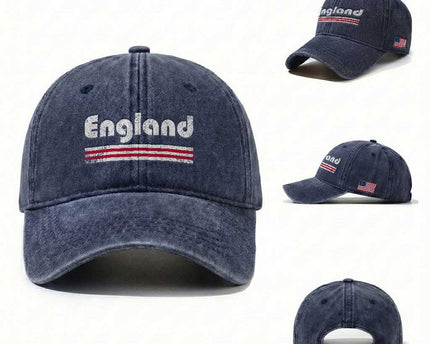 Vintage England Retro Distressed Graphic Washed Cotton Baseball Cap