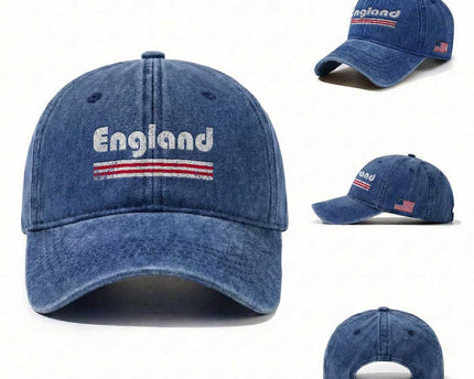 Vintage England Retro Distressed Graphic Washed Cotton Baseball Cap