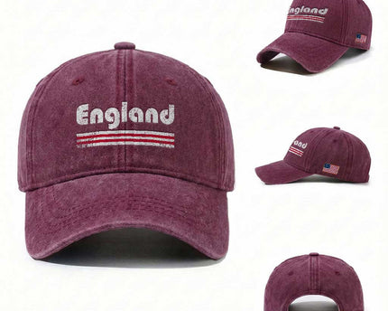 Vintage England Retro Distressed Graphic Washed Cotton Baseball Cap