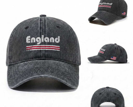 Vintage England Retro Distressed Graphic Washed Cotton Baseball Cap