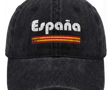 Vintage Espana Espanol Retro Distressed Graphic Washed Cotton Baseball Cap Patriotic Spanish