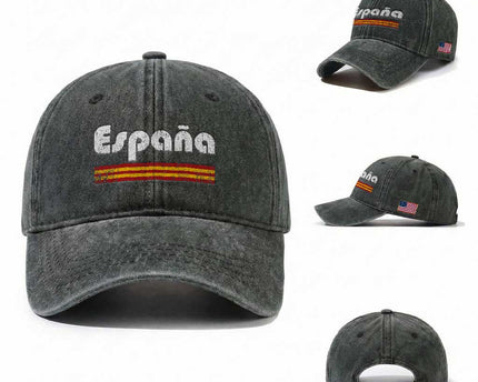 Vintage Espana Espanol Retro Distressed Graphic Washed Cotton Baseball Cap Patriotic Spanish
