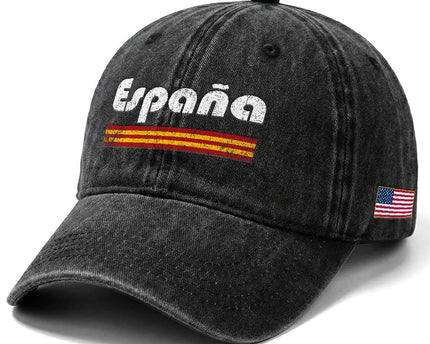 Vintage Espana Espanol Retro Distressed Graphic Washed Cotton Baseball Cap Patriotic Spanish