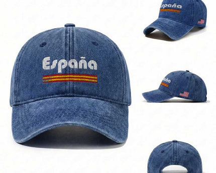 Vintage Espana Espanol Retro Distressed Graphic Washed Cotton Baseball Cap Patriotic Spanish