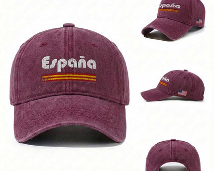 Vintage Espana Espanol Retro Distressed Graphic Washed Cotton Baseball Cap Patriotic Spanish