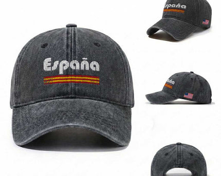 Vintage Espana Espanol Retro Distressed Graphic Washed Cotton Baseball Cap Patriotic Spanish